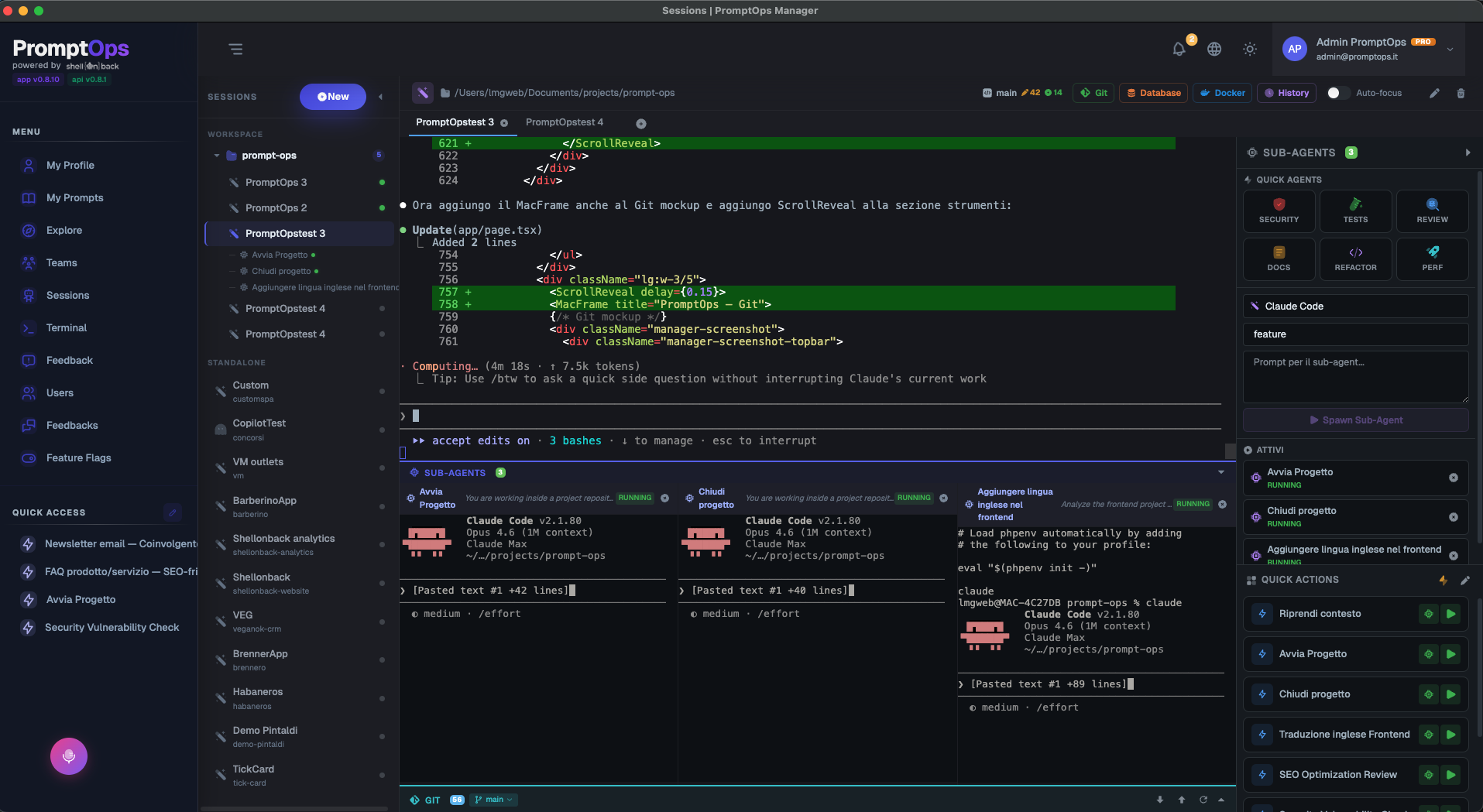 PromptOps Manager - Banner progetto Shellonback. PromptOps Manager è un progetto in cui Shellonback investe e collabora attivamente.